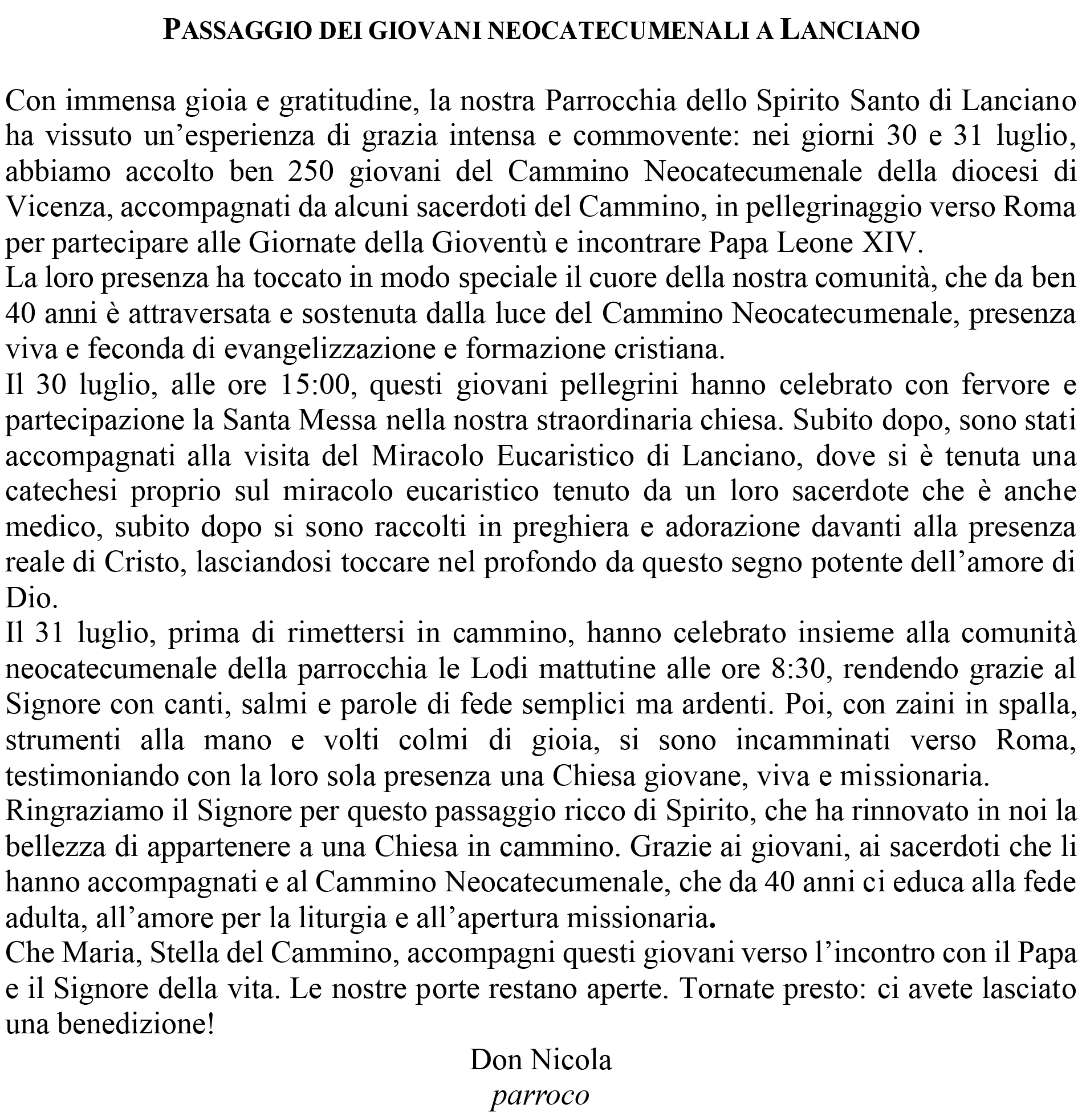 la voce del parroco